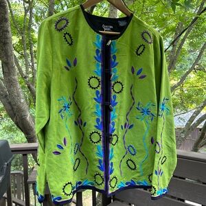 Crossing Pointe Embroidered linen-Cotton Jacket